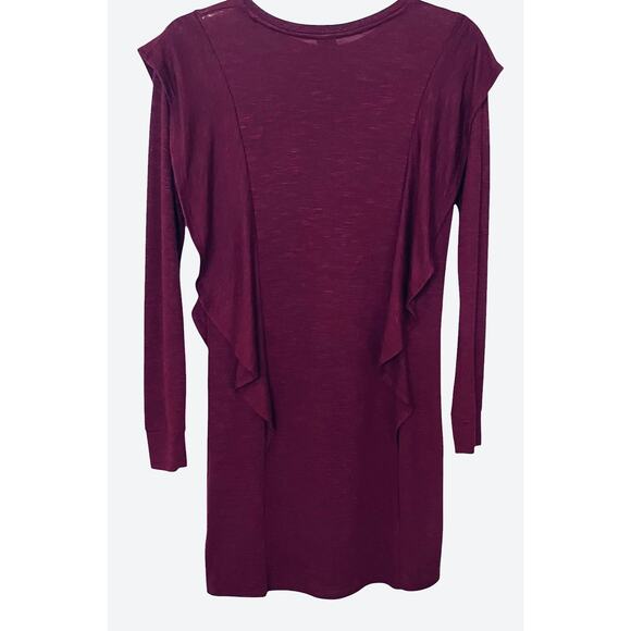 ART CLASS LONG SLV RND NECK MIDI BODYCON DRESS, WOMEN-XL-CRANBERRY, RUFFLE SIDES - Picture 4 of 10